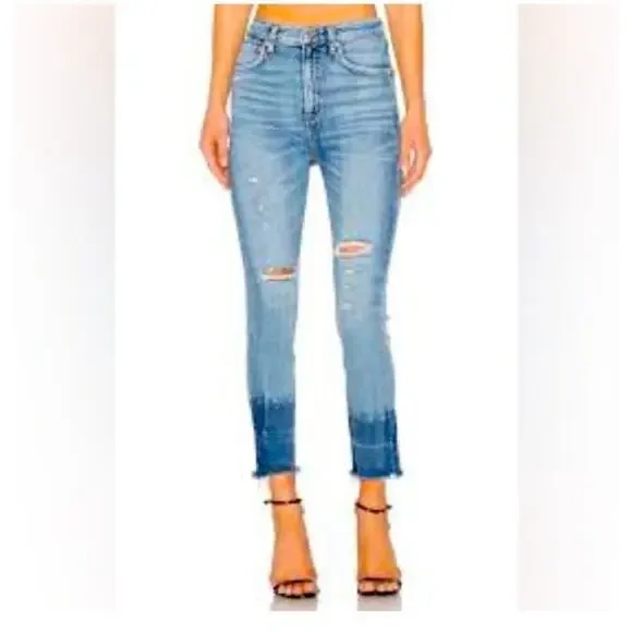 💙 AGOLDE 🩵  Ruby Super High Rise Slim Straight Distressed Ankle Jeans Size 30 - Picture 8 of 12